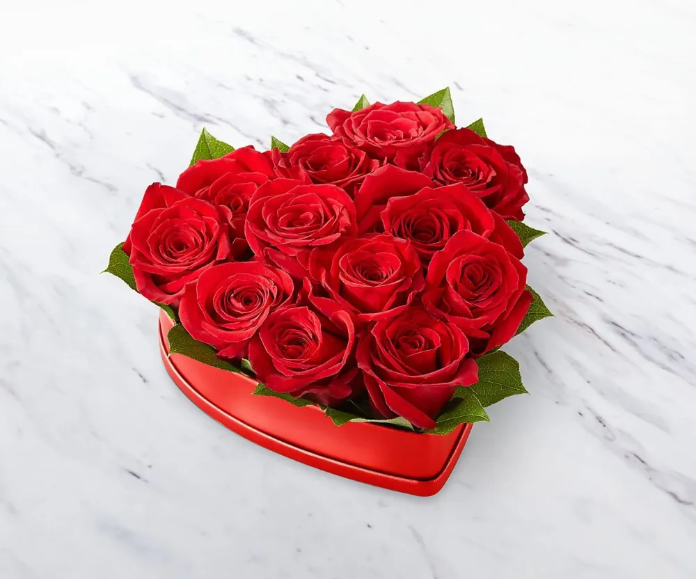 Lovely Red Rose Heart Box