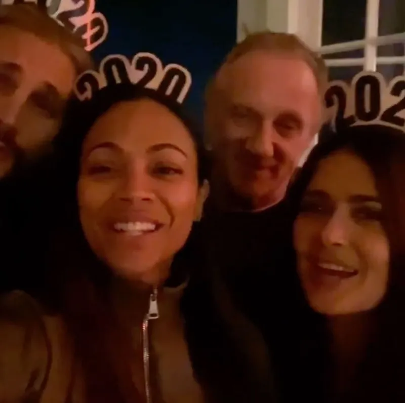 Marco Perego Zoe Saldana Francois Henri Pinault and Salma Hayek How the Stars Celebrated New Years Eve 2020
