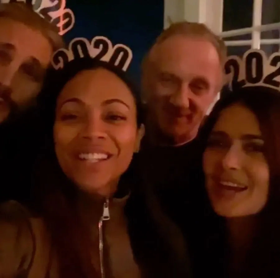 Marco Perego Zoe Saldana Francois Henri Pinault and Salma Hayek How the Stars Celebrated New Years Eve 2020