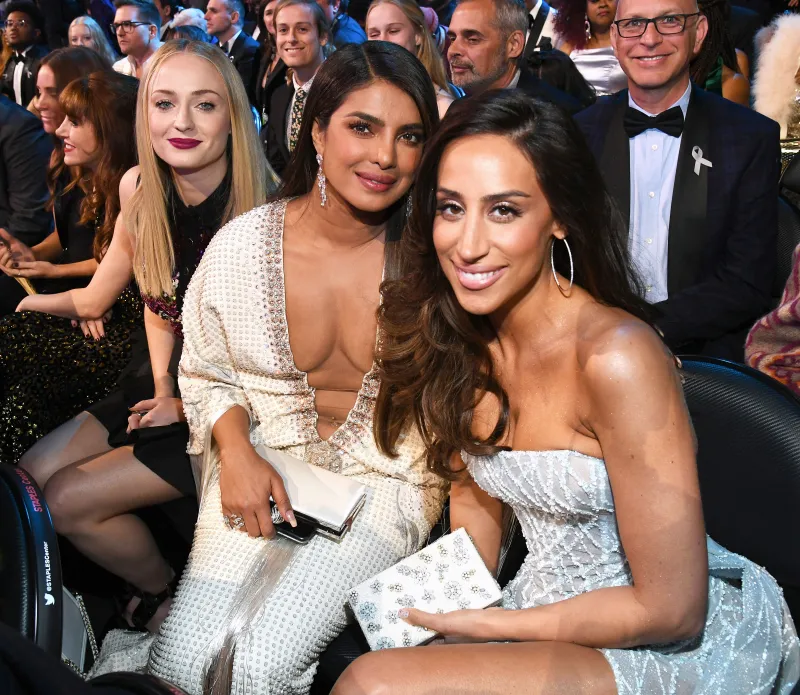 Sophie Turner Priyanka Chopra Jonas and Danielle Jonas at the Grammys 2020 What