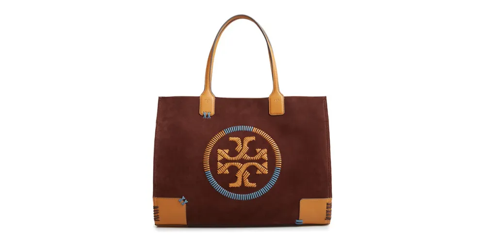 Tory Burch Ella Whipstitch Logo Leather Tote