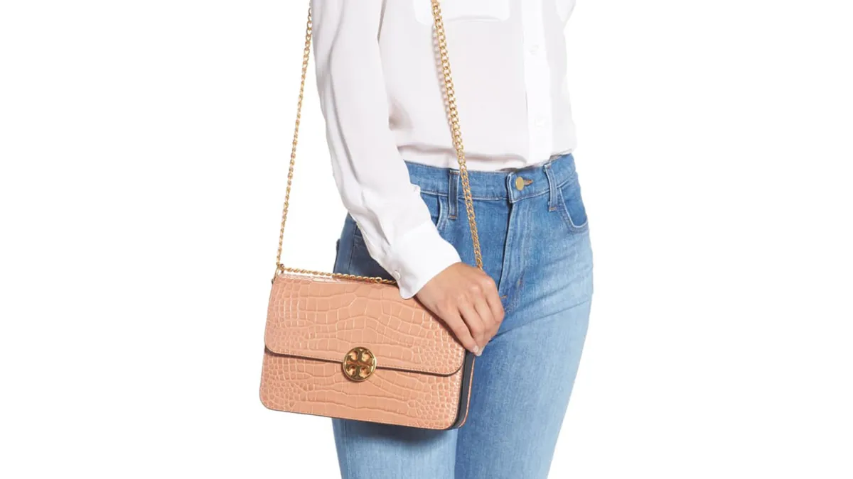 Tory Burch Chelsea Croc Embossed Convertible Shoulder Bag