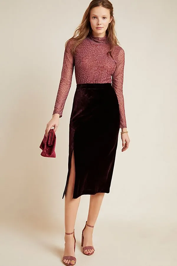 Velvet Midi Skirt