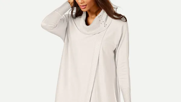 JM Collection Faux-Wrap Cowl-Neck Sweater