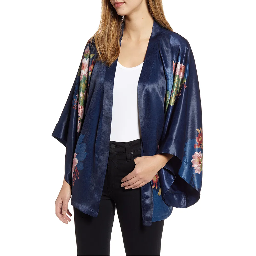 Floral Satin Open Jacket