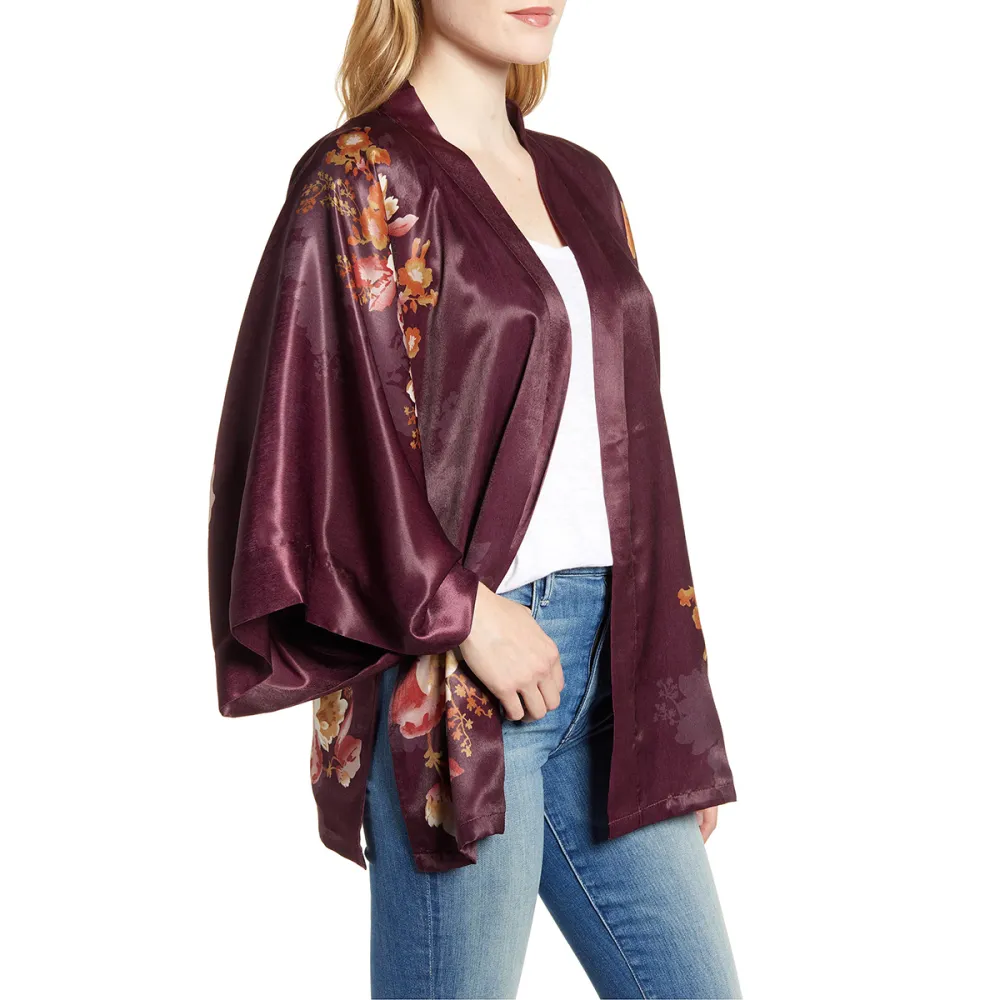 Floral Satin Open Jacket
