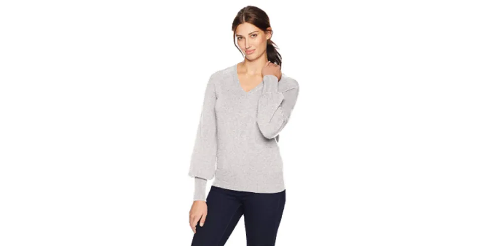 Lark & Ro Women's V-Neck Cashmere Sweater