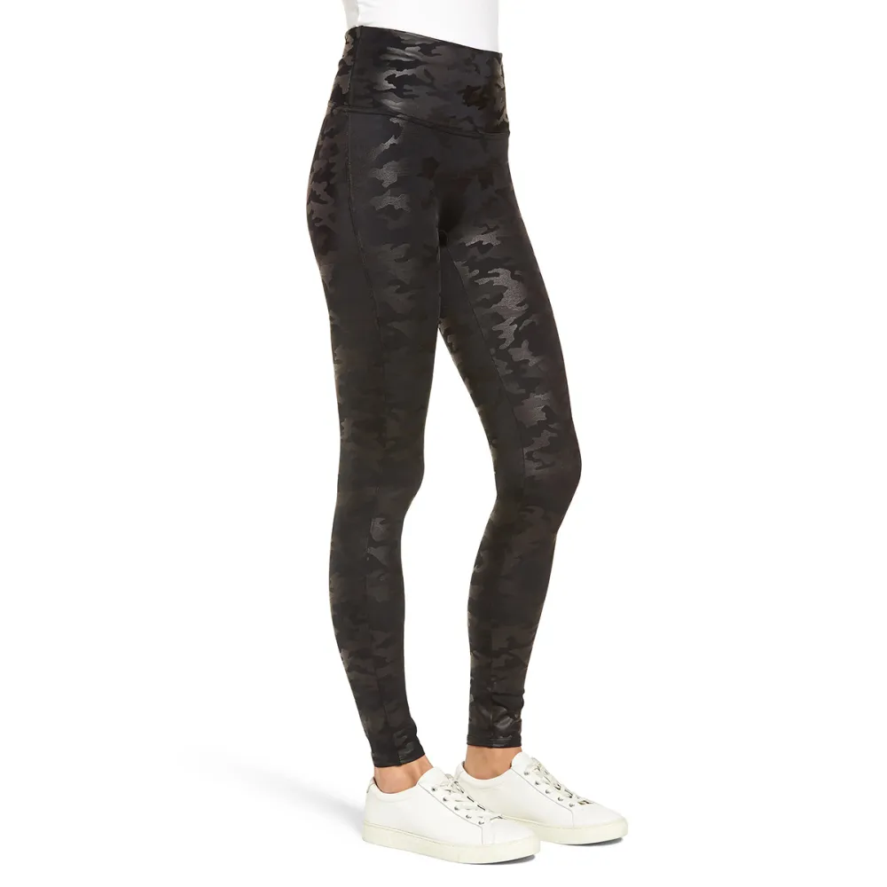 SPANX Camo Faux Leather Leggings