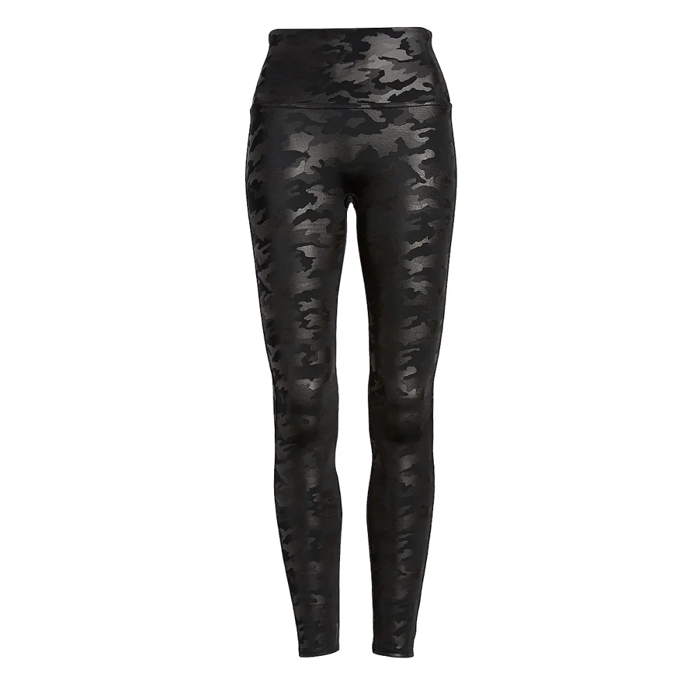 SPANX Camo Faux Leather Leggings