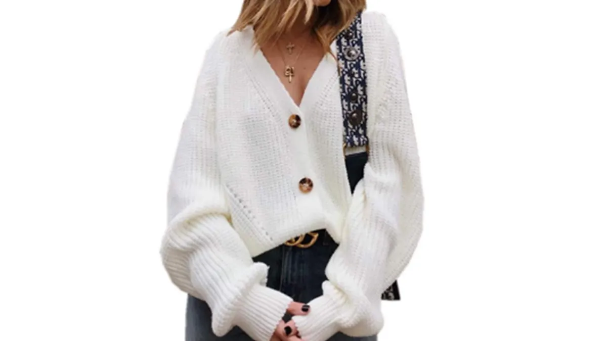 Assdan Women's V Neckline Button-Down Sweater