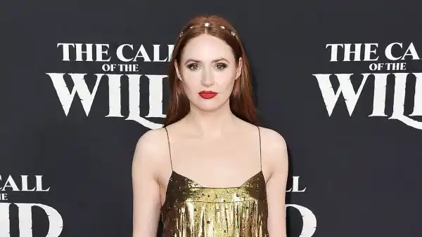 Karen Gillan Gold Dress February 13, 2020