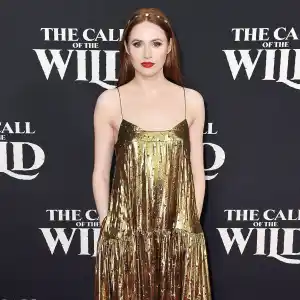 Karen Gillan Gold Dress February 13, 2020