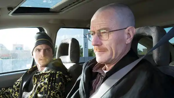 Aaron Paul as Jesse and Bryan Cranston as Walt in Breaking Bad Better Call Saul Season Five Bringing Back Fun and Familiar Faces