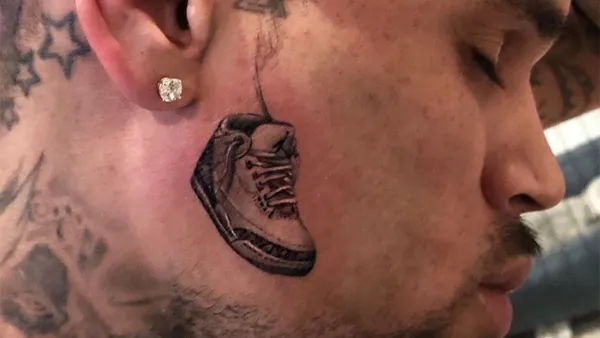Chris Brown Air Jordan Face Tattoo