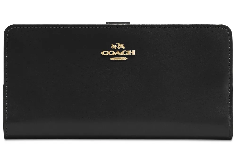 Coach Skinny Wallet in Refined Leather (Black/Gold)