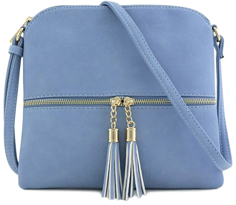 DELUXITY Lightweight Medium Crossbody Bag with Tassel