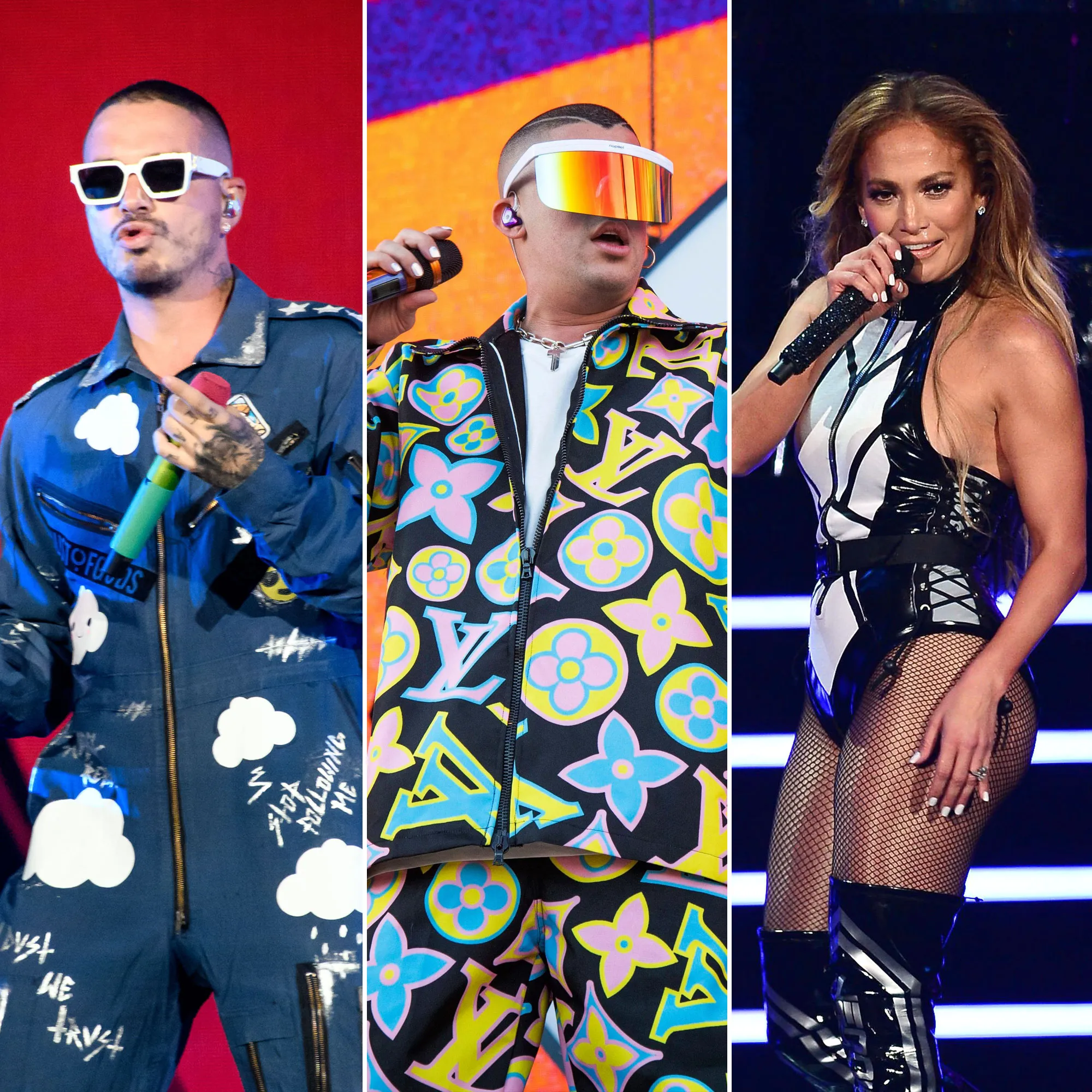 J Balvin and Bad Bunny Performing With J. Lo, Shakira at Super Bowl Halftime Show