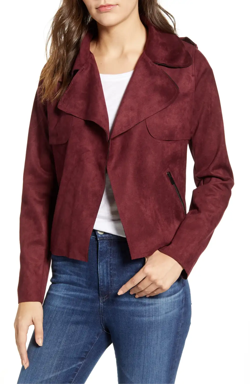 Kut from the Kloth Jacee Draped Moto Jacket (Raisin)