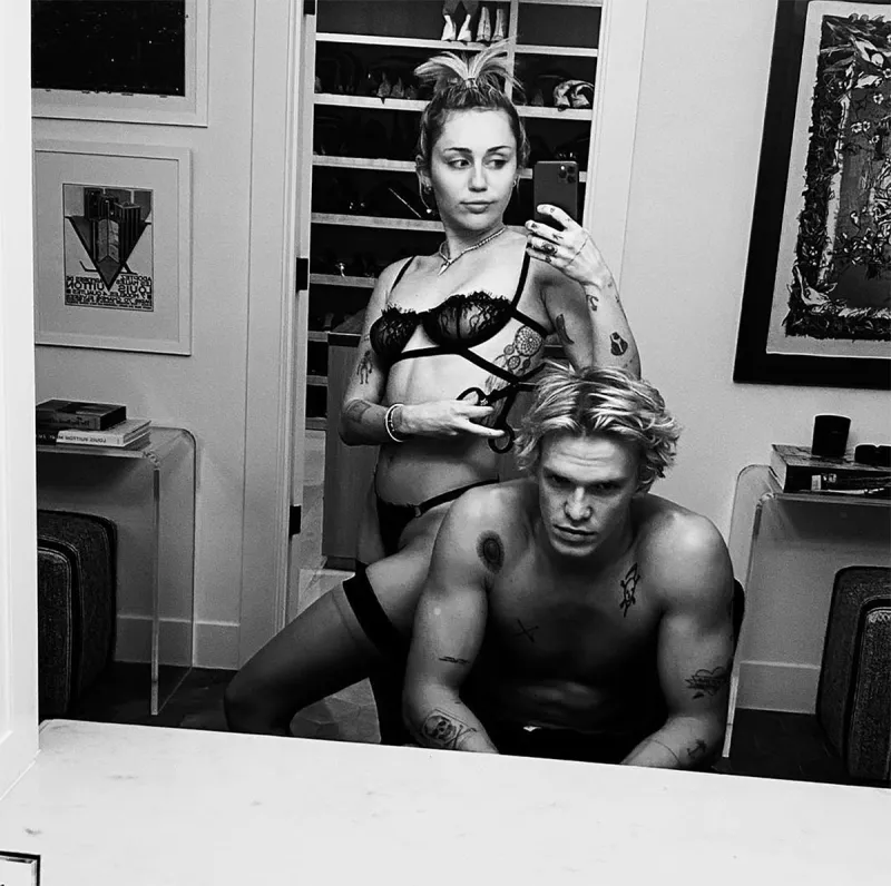 Miley Cyrus Gives Boyfriend Cody Simpson a Haircut in Lingerie