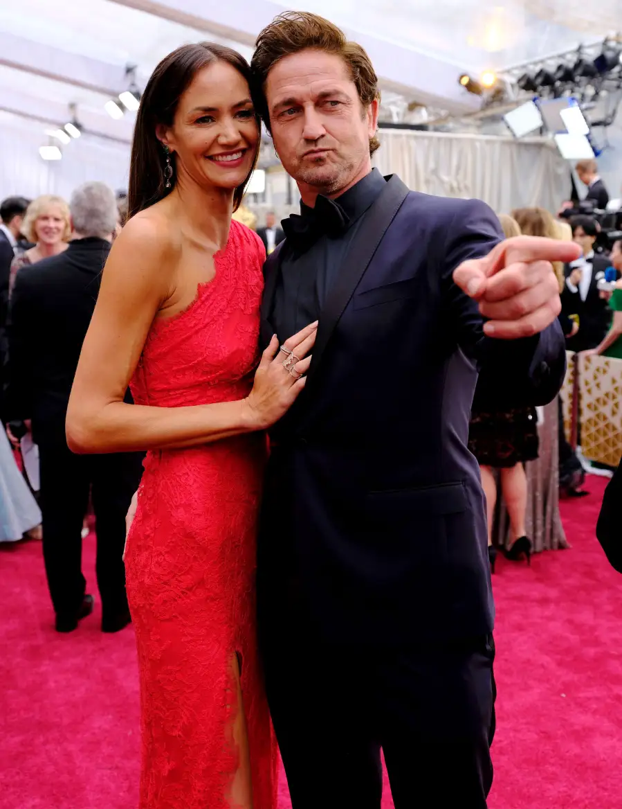Gerard Butler and Morgan Brown Oscars 2020 PDA