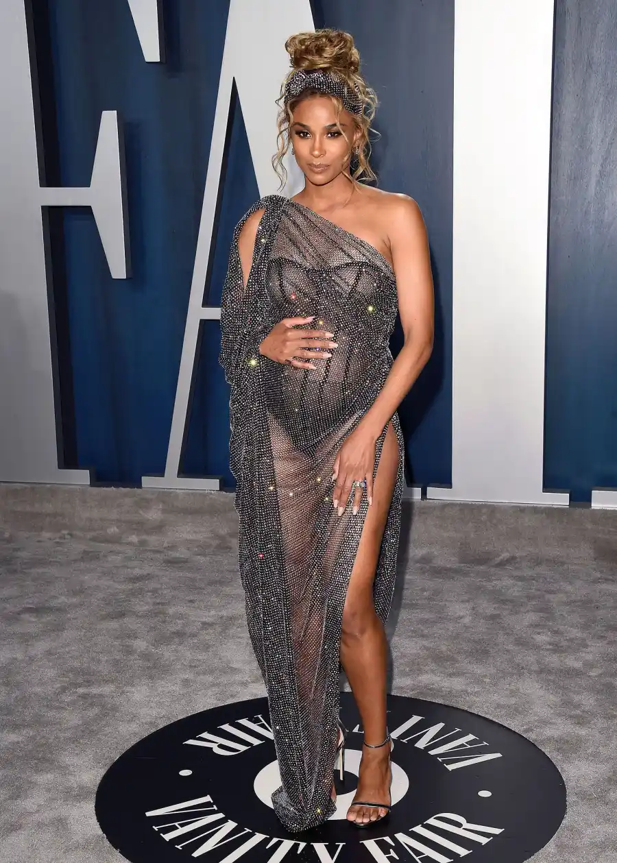 Russell Wilson and Ciara Vanity Fair Oscar Party Sheer Dress Oscars 2020