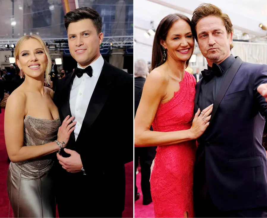 Scarlett Johansson Colin Jost Morgan Brown and Gerard Butler What You Didnt See on TV at Oscars 2020