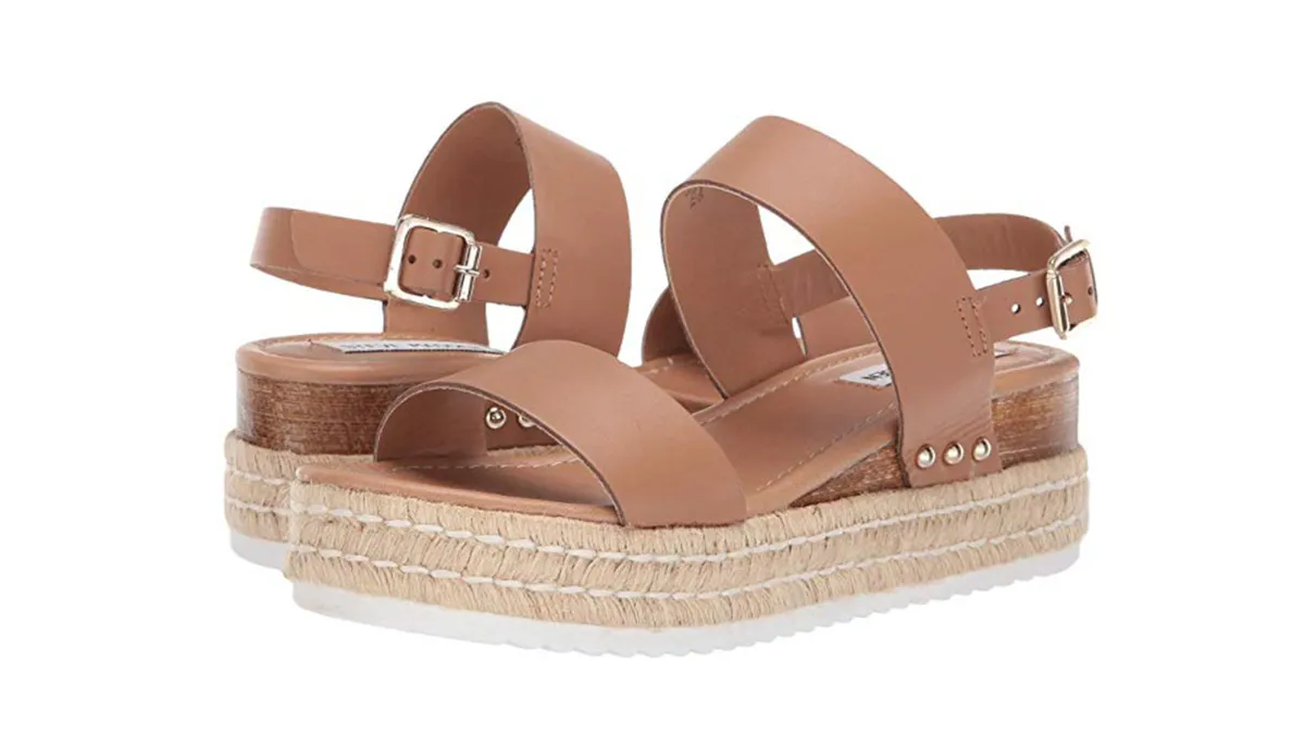 Steve Madden Catia Wedge Sandal (Natural Leather)