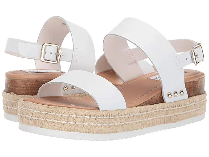 Steve Madden Catia Wedge Sandal (White Leather)