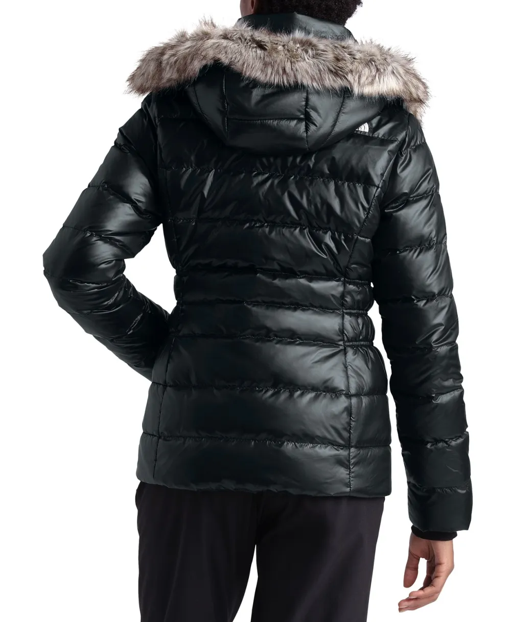 The North Face Women's Gotham Hooded Faux-Fur-Trim Parka Coat (Matte Black Shine)