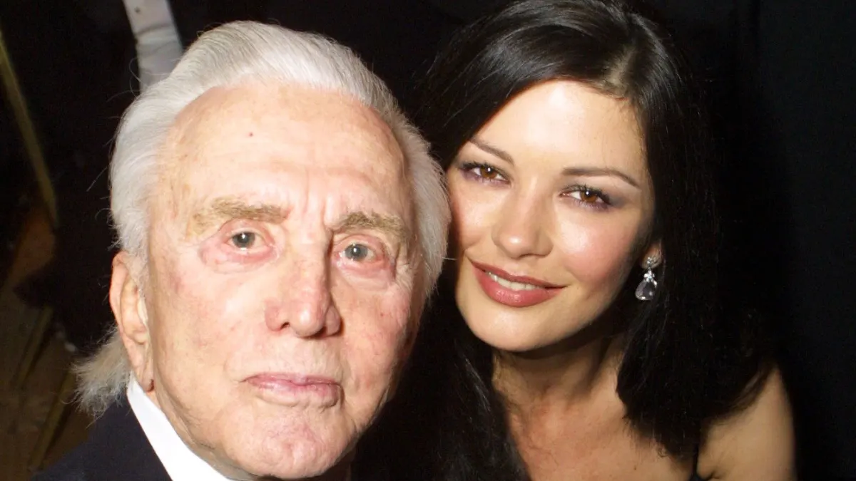 Kirk Douglas with Catherine Zeta Jones in 2001
