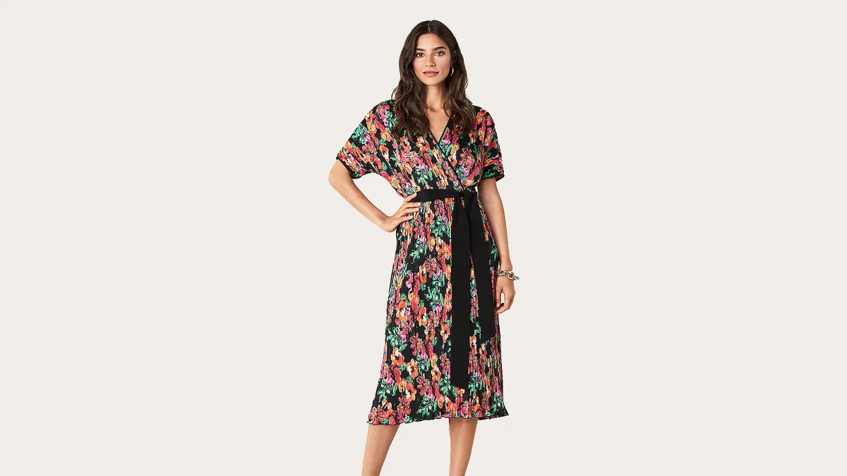 Autumn Pleated Poly-Blend Dress