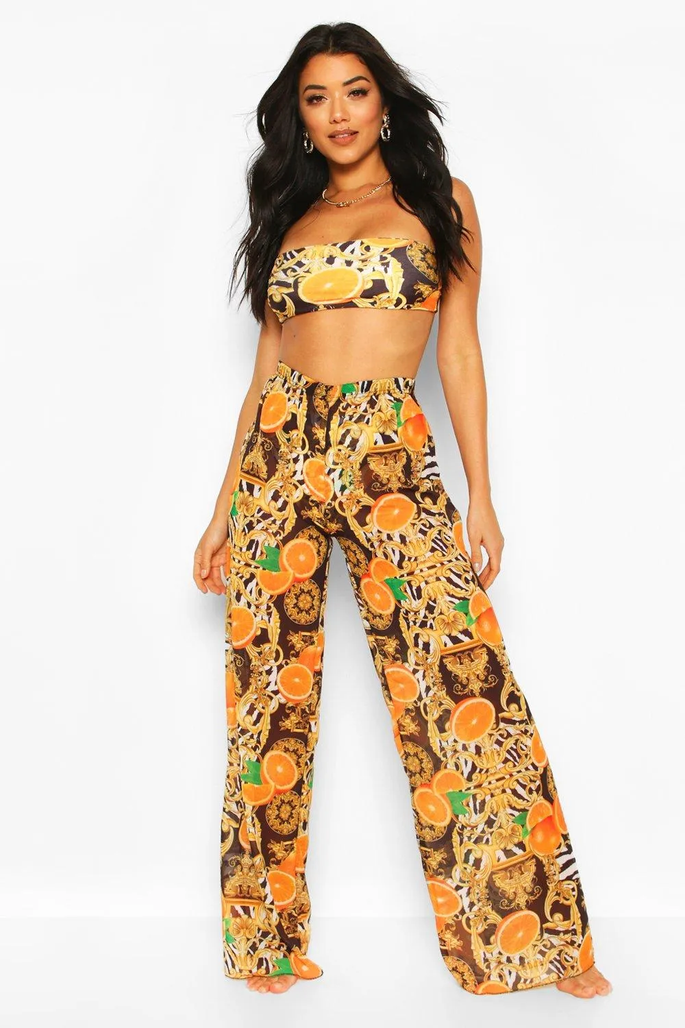 Mixed Chain Print Beach Trousers