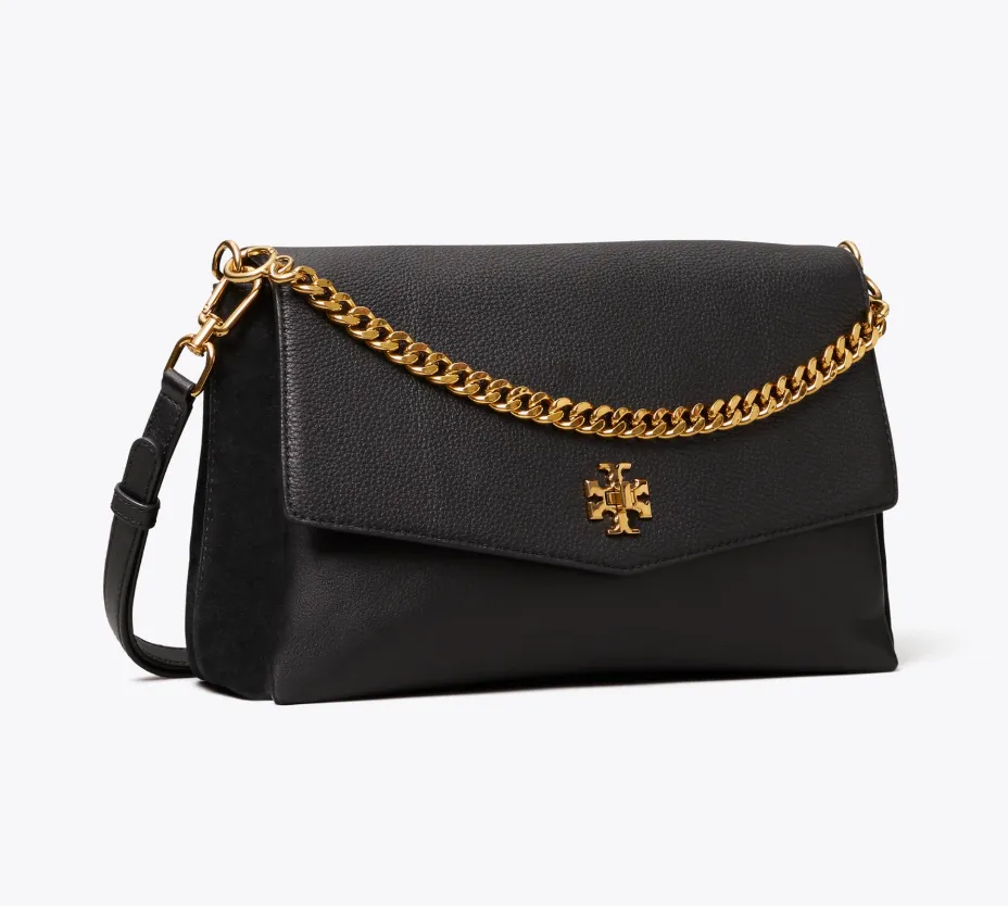 Kira Mixed-Materials Double-Strap Shoulder Bag