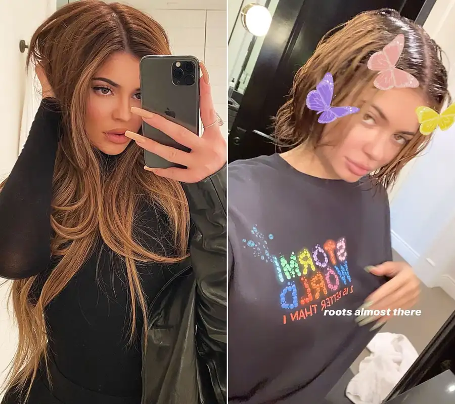 Kylie Jenner Root Touch-up Hair Change