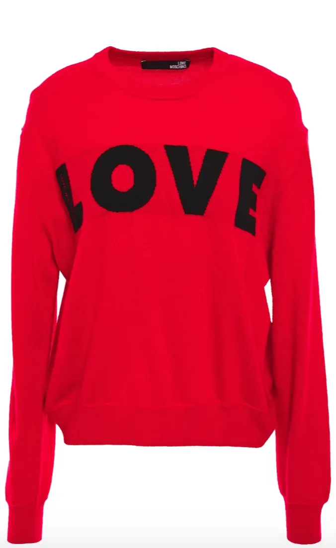 Love Moschino Intarsia-knit Sweater (Red)