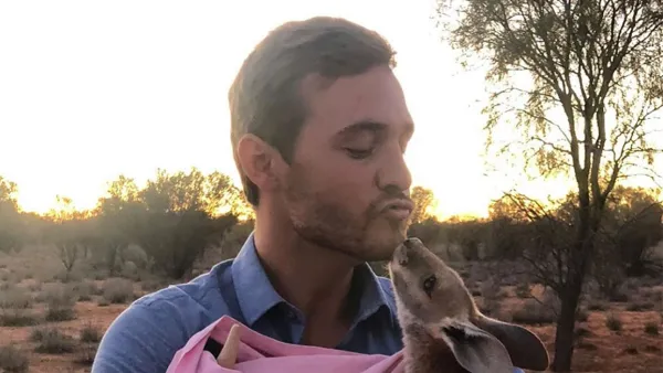 Peter Weber Plays With Baby Kangaroos in $195 Linen Shirt