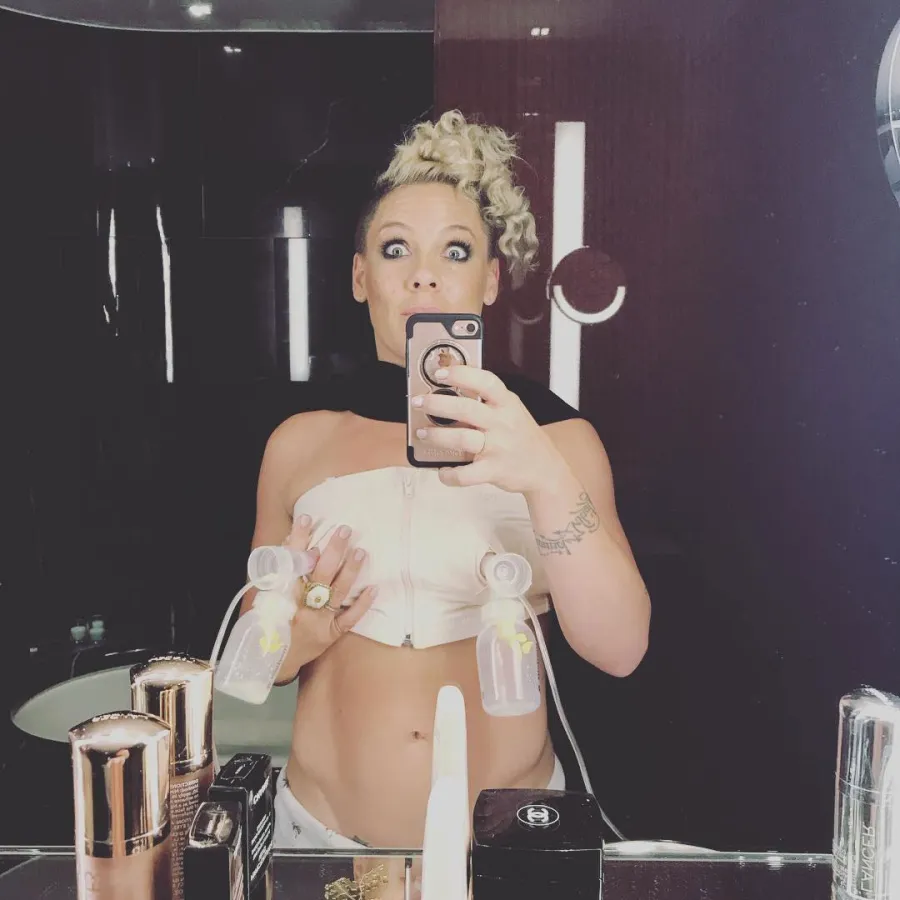 Pink Instagram Celebrity Moms Pumping Breast Milk