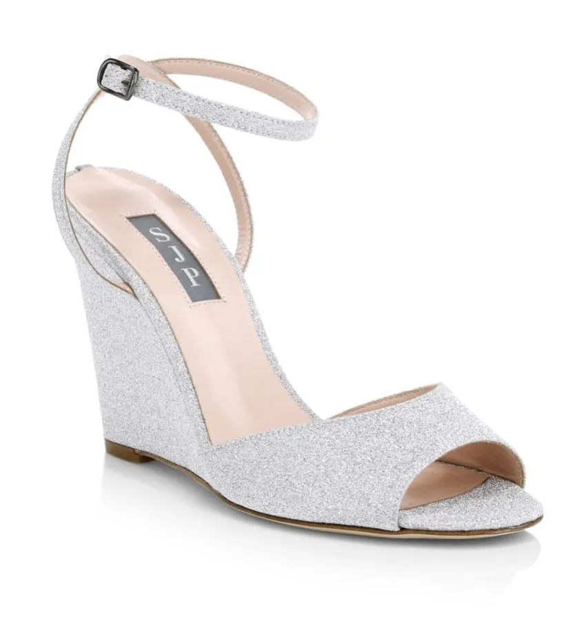 SJP by Sarah Jessica Parker Boca Glitter Wedge Sandals