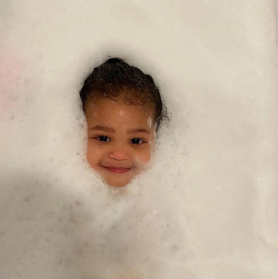 Stormi bubble bath