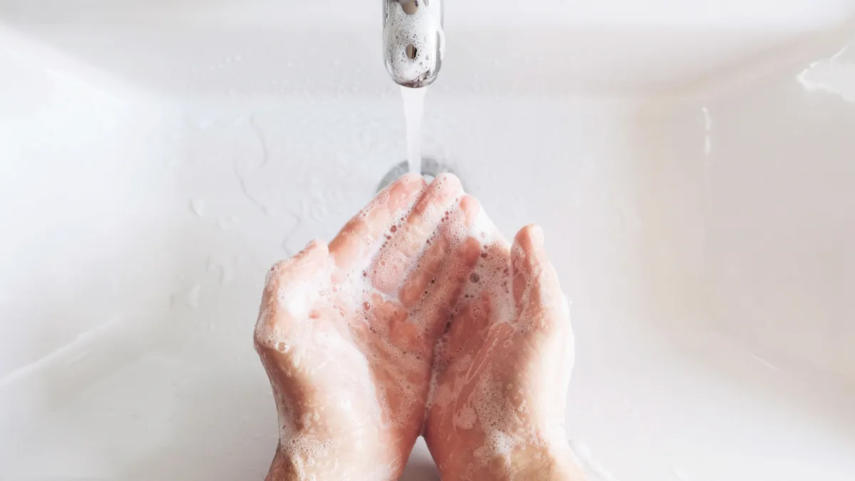 washing hands with soap