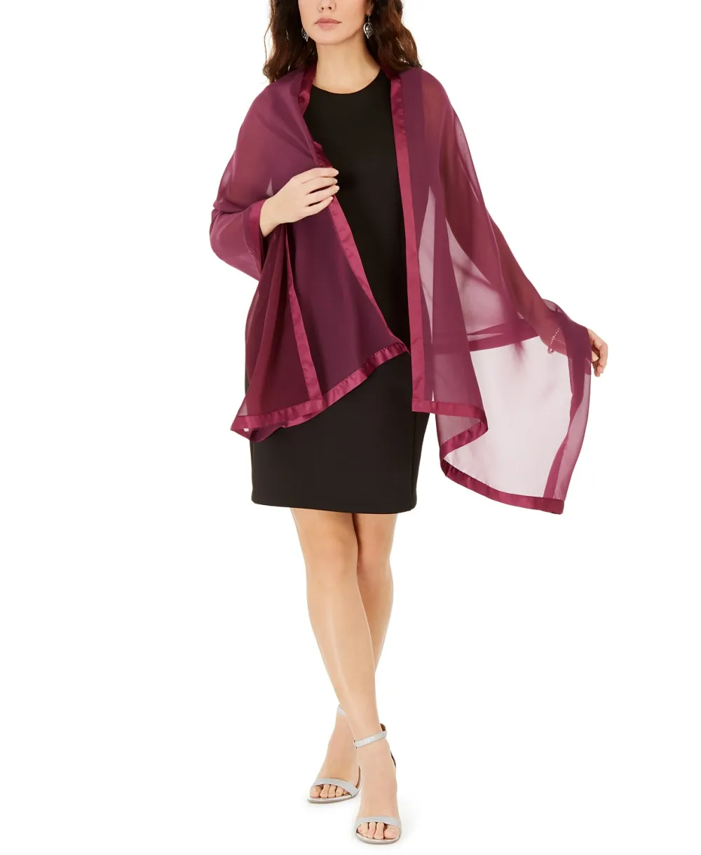 Calvin Klein Satin-Trim Chiffon Evening Wrap