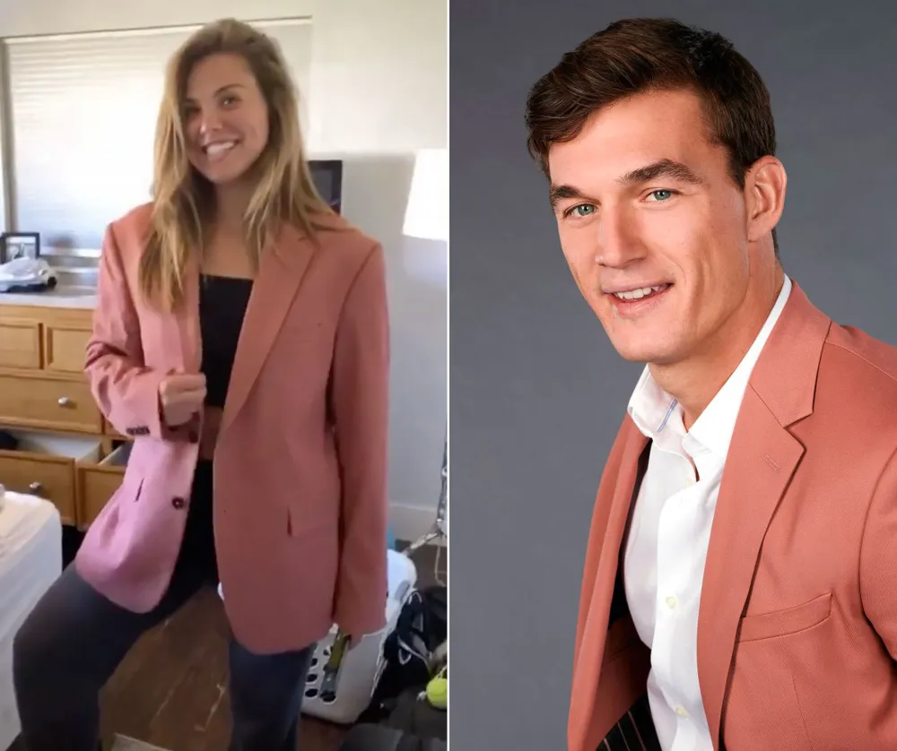 Hannah Brown Borrows Tyler Cameron's Salmon Blazer