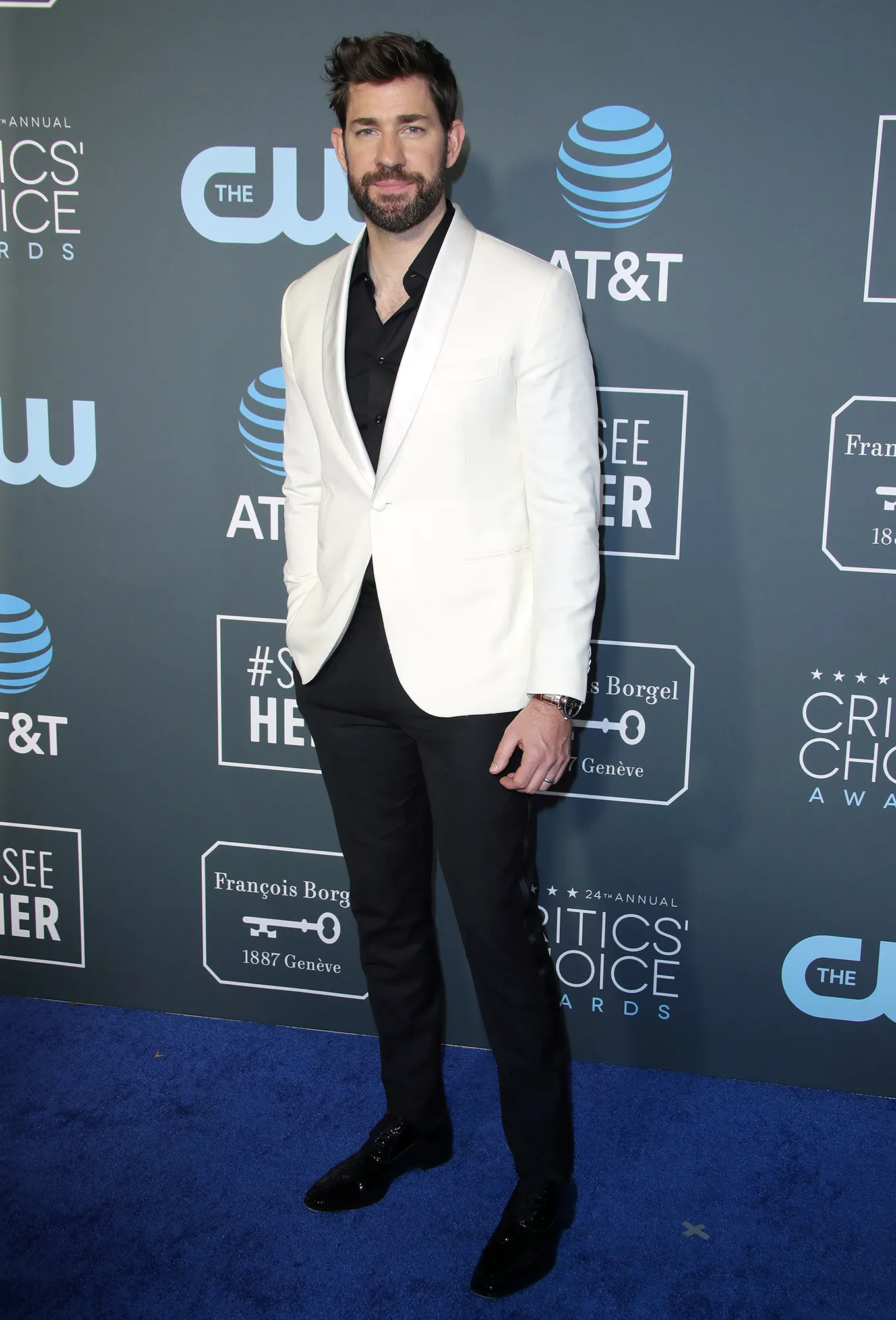 John Krasinski Offers to DJ Virtual Prom White Jacket
