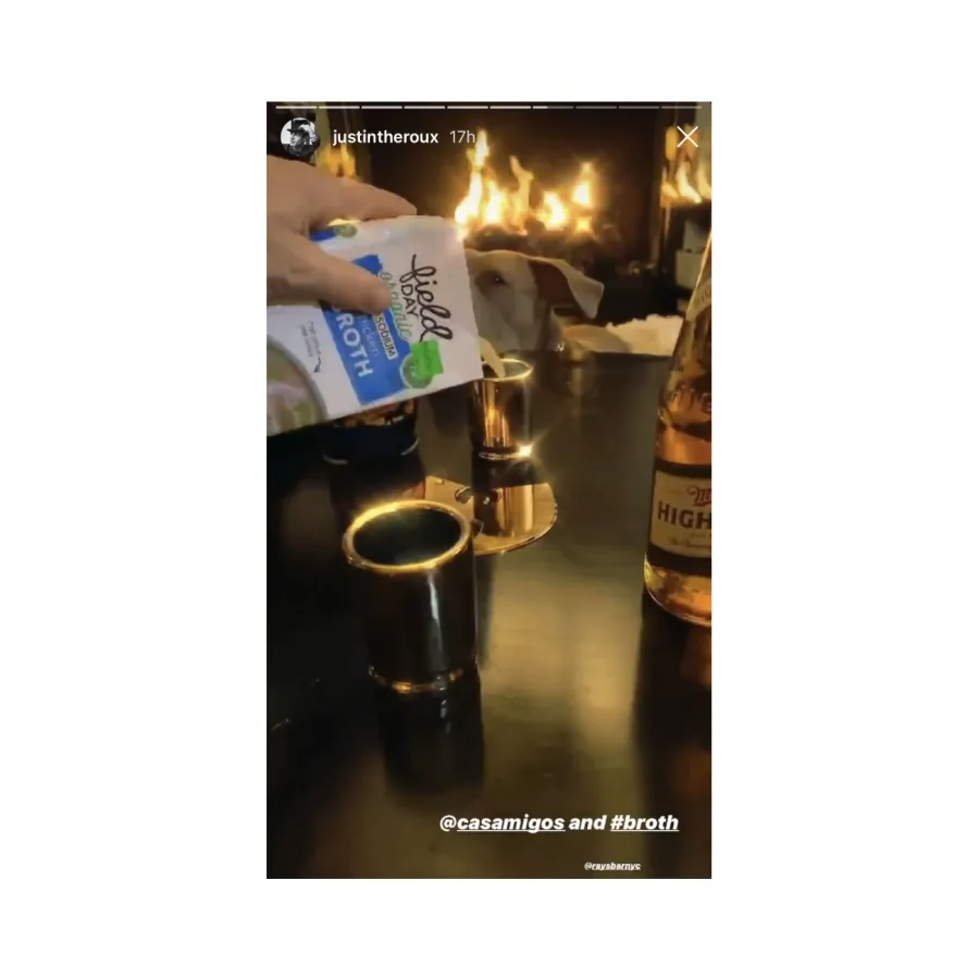 Justin Theroux Hosts Quarantine Disco Night Dinner With Dog Kuma