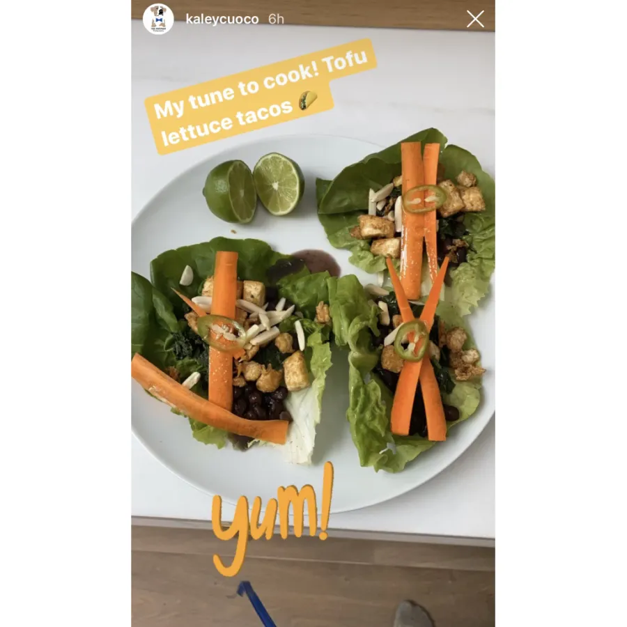 Kaley Cuoco tofu lettuce tacos