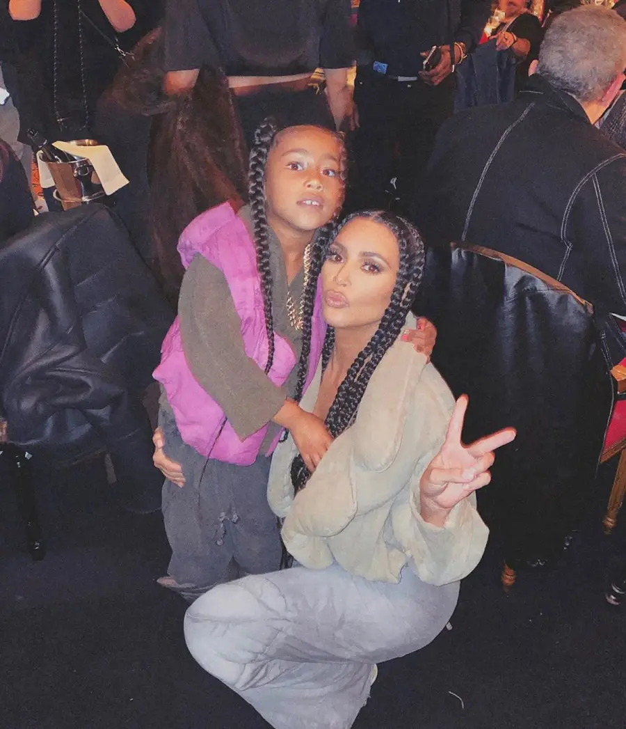 See Kim Kardashian and North West Twin in Braids at the Yeezy Show