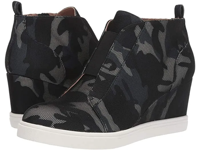 LINEA Paolo Felicia Wedge Sneaker (Black:Grey Camo Net Fabric)
