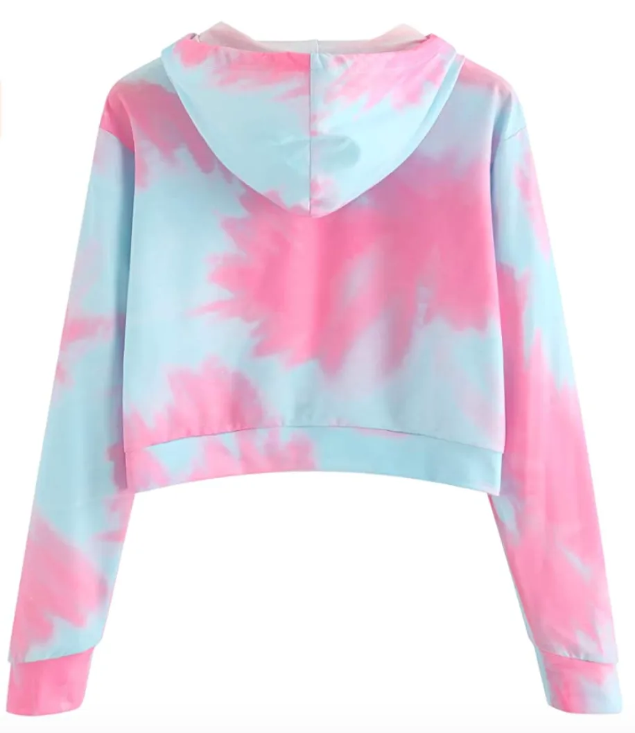 MakeMeChic Women's Long Sleeve Printed Crop Hoodies (Multi 2)