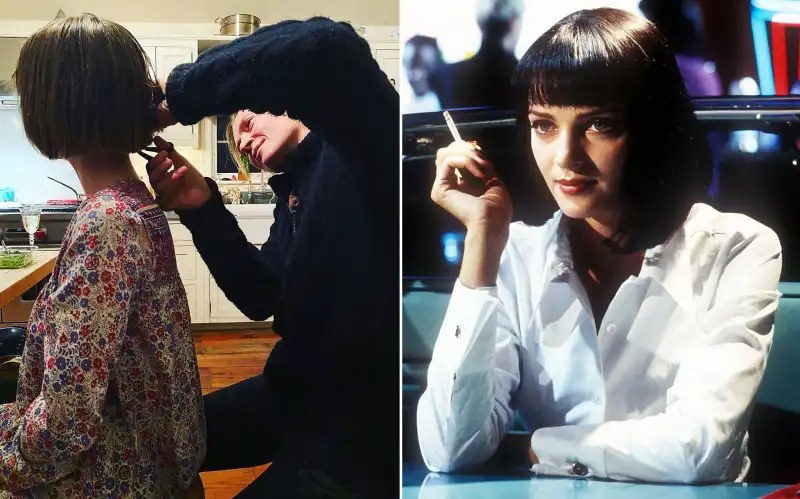 Maya Hawkes New Do Resembles Mom Uma Thurmans Pulp Fiction Hairstyle