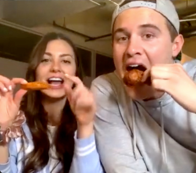 Peter Weber and Kelley Flanagan Join Jason Tartick in Buffalo Wings Challenge for Charity